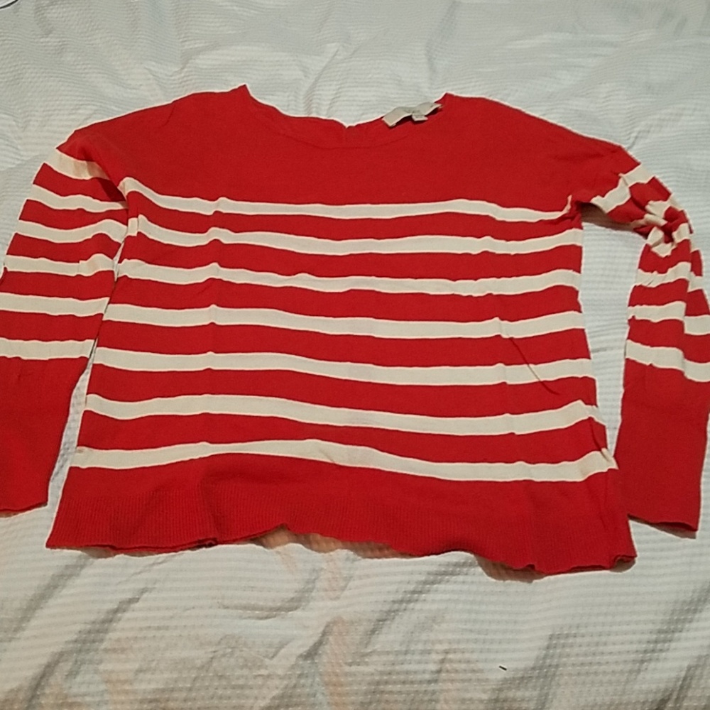 Ann Taylor loft button down back stripe sweater